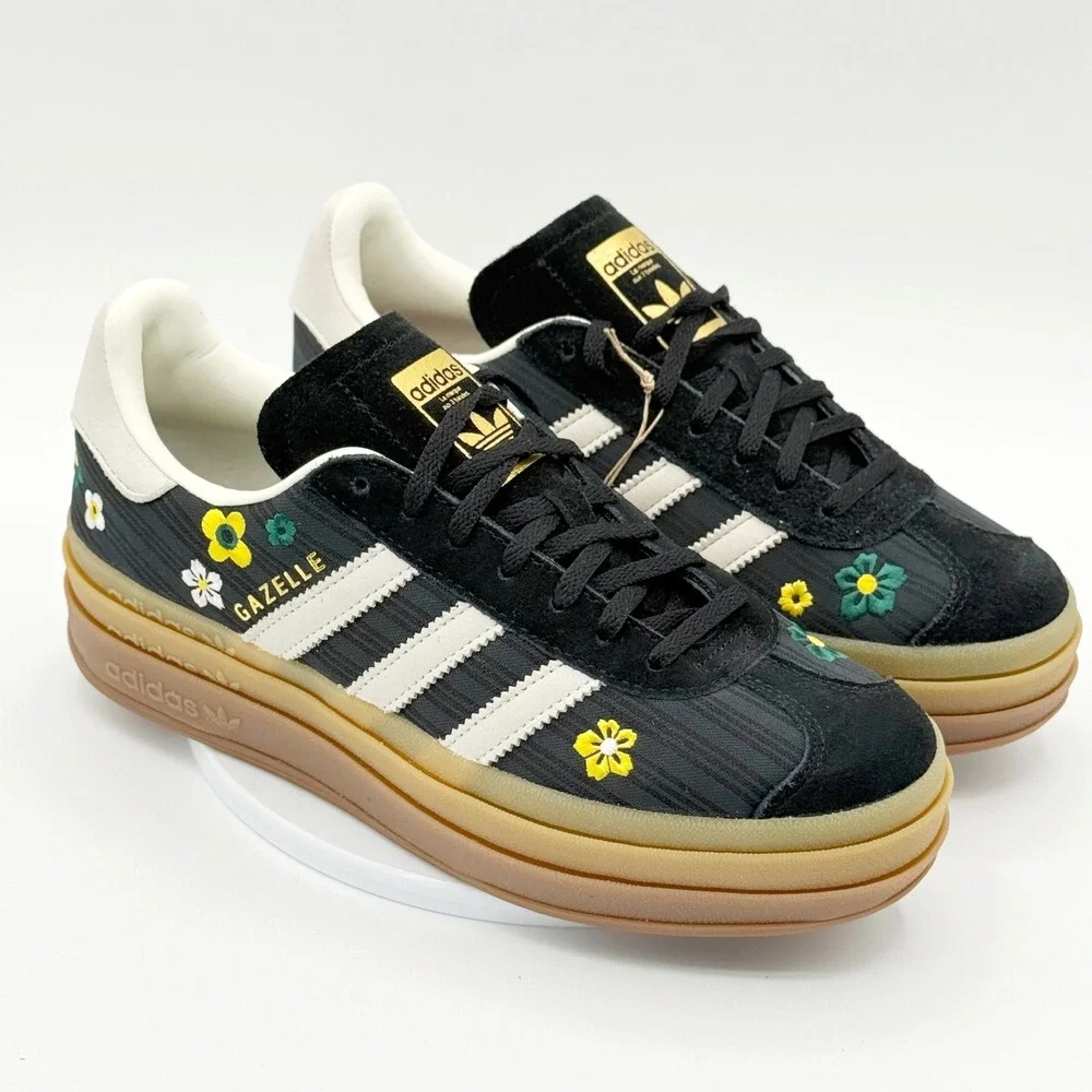 Adidas X Liberty London Gazelle Bold W Size 8.5 Black White Flowers IH1922, NEW